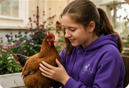 girl with hen
